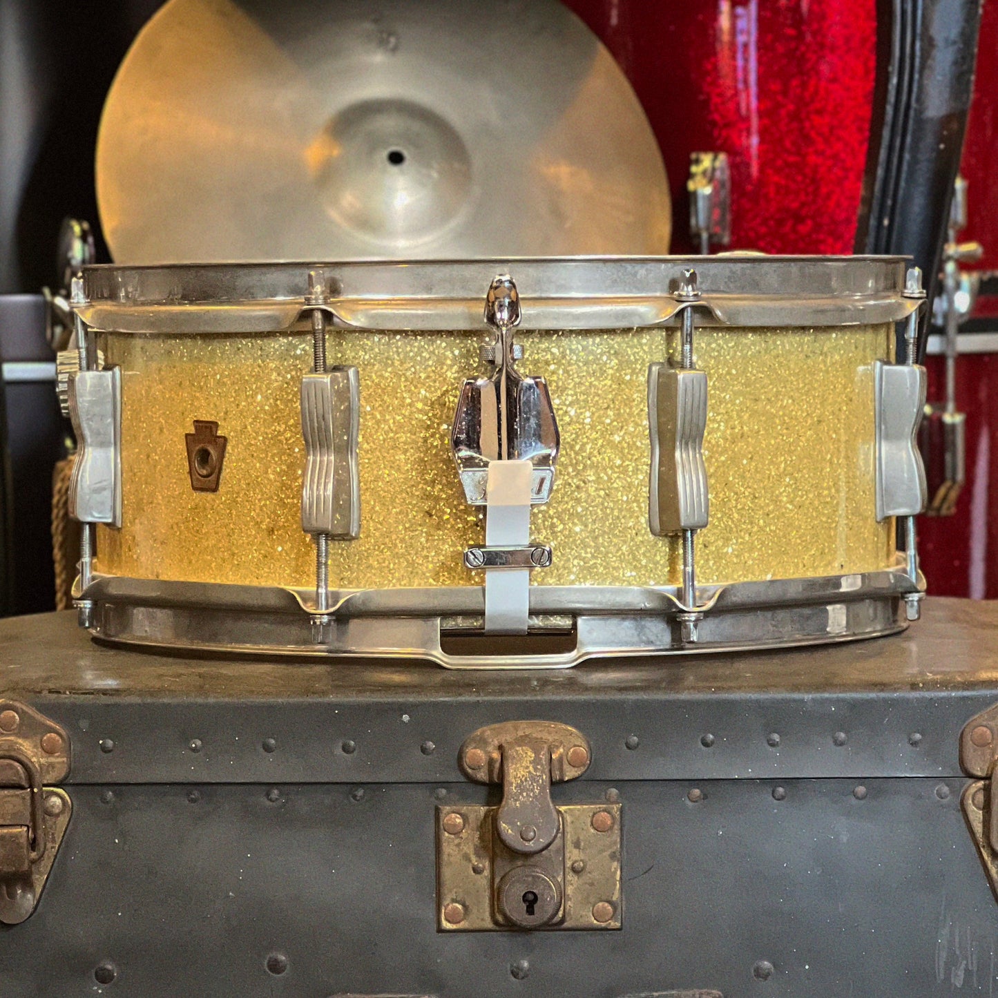 VINTAGE 1950's WFL 5.5x14 Super Classic Players Snare Drum in Silver Sparkle