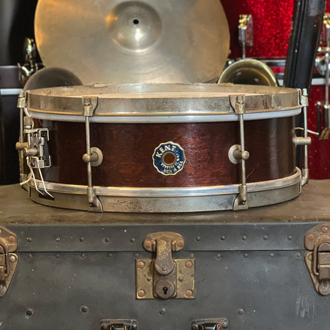 VINTAGE 1950's Kent 5x14 Single Tension Snare Drum in Mahogany Stain