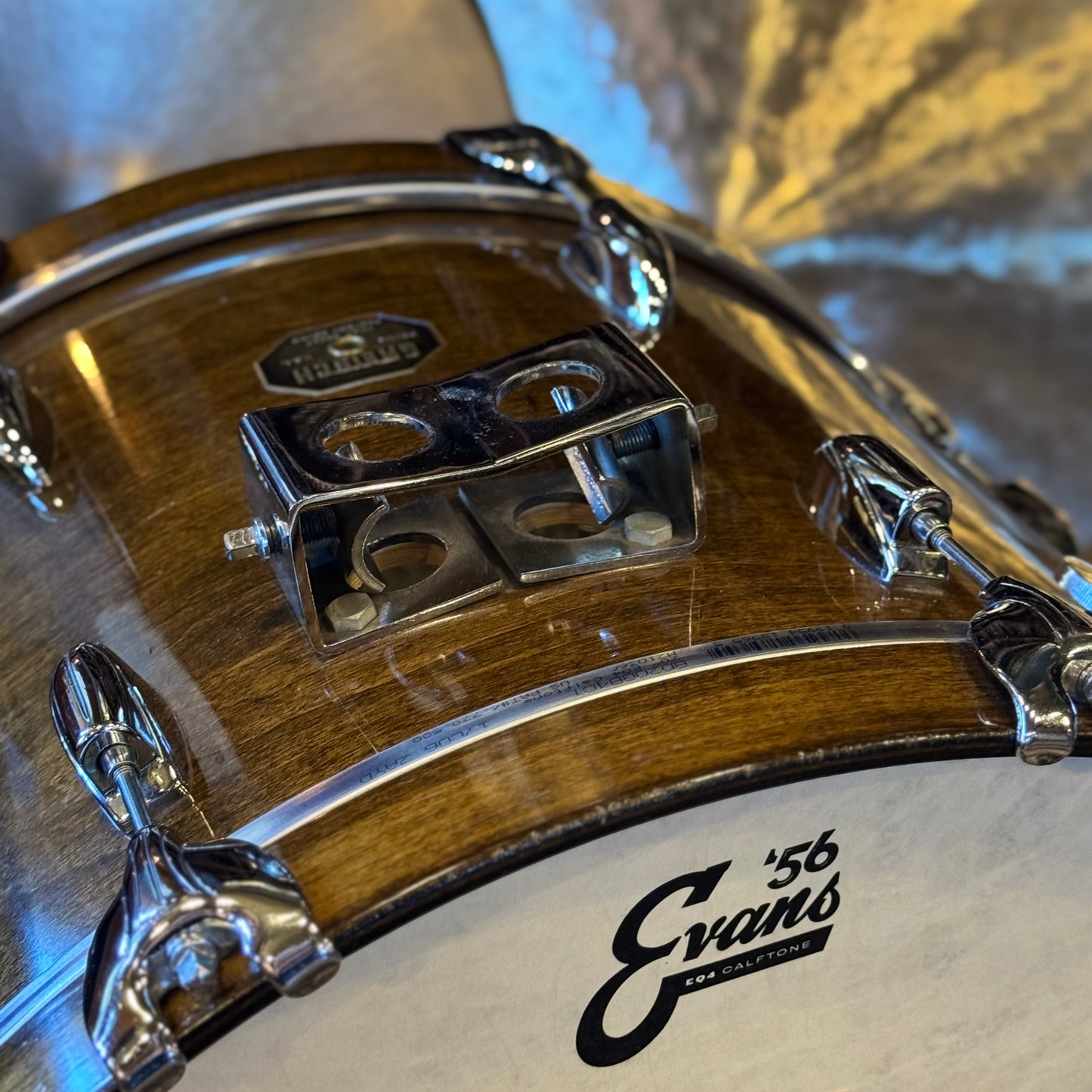 VINTAGE 1970's Gretsch Stop Sign Badge 14x20 Bass Drum in Antique Maple Gloss
