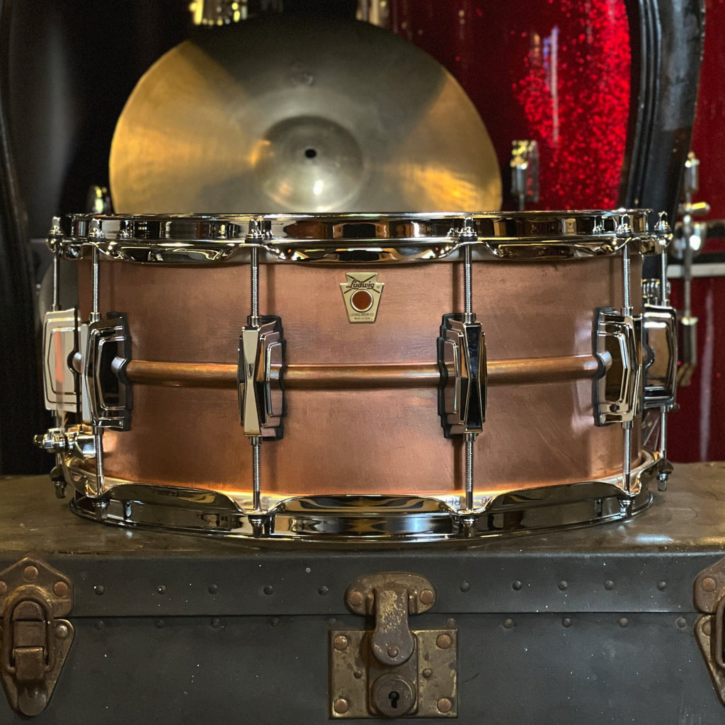 NEW Ludwig 6.5x14 Copper Phonic Snare Drum in Natural Patina – Badges Drum  Shop