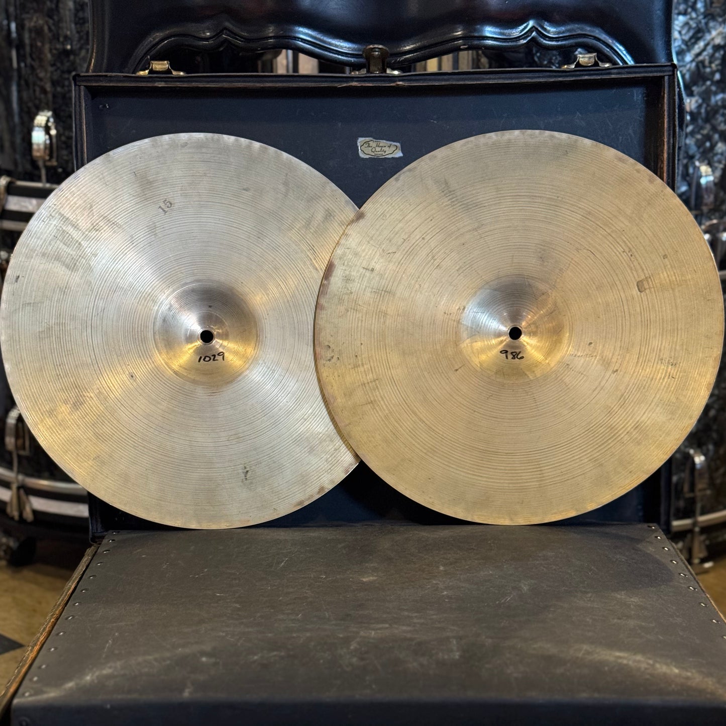 VINTAGE 1960's A. ZIldjian 15" Hi-Hats - 986/1029g