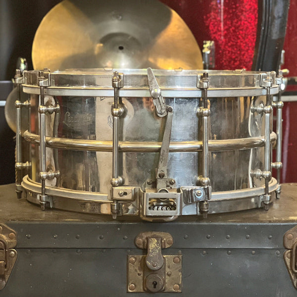VINTAGE 1925-1935 Ludwig 6.5x14 Nickel over Brass Super Ludwig Snare Drum