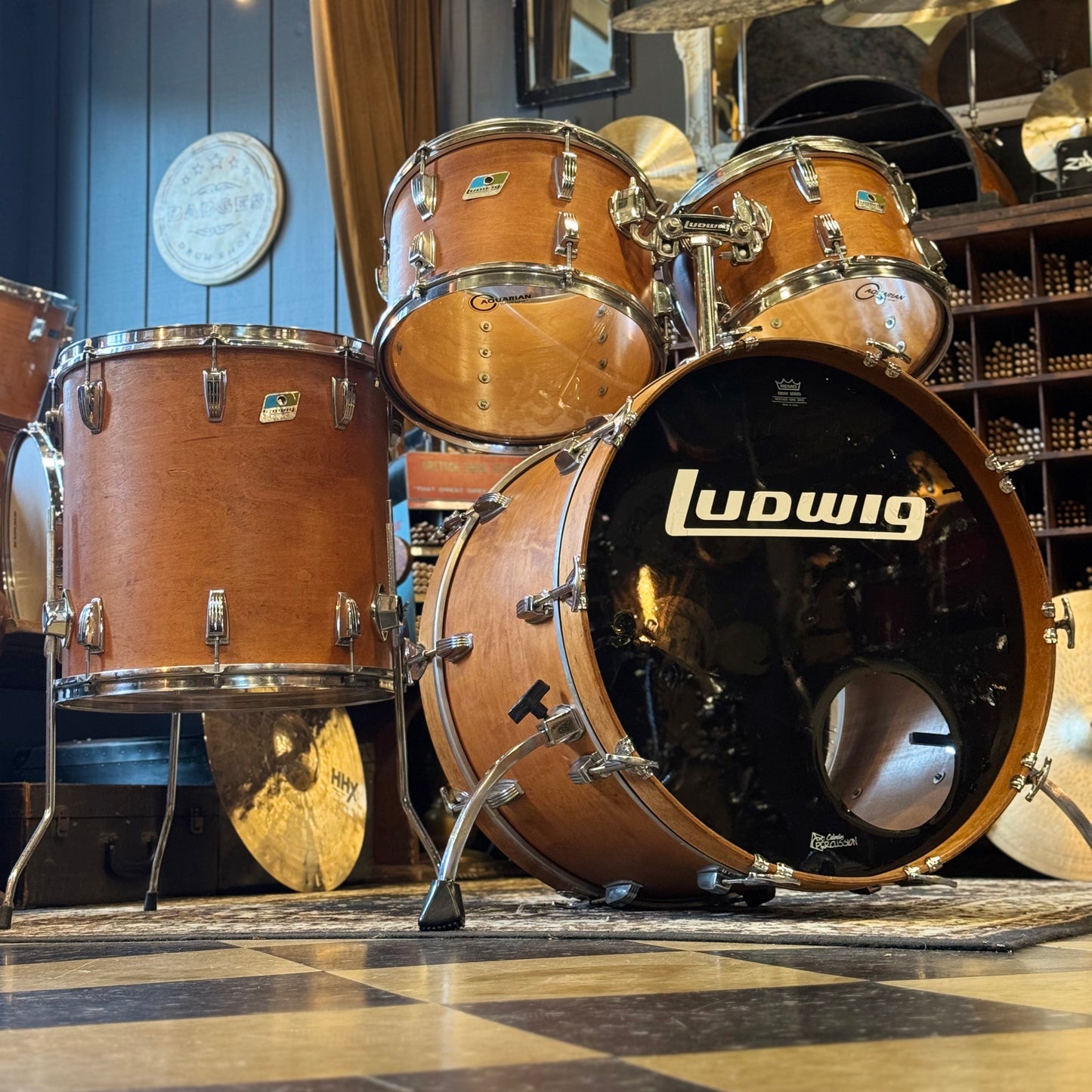 VINTAGE 1970's Ludwig Hollywood Outfit in Satin Natural - 14x22, 8x12, 9x13, 16x16