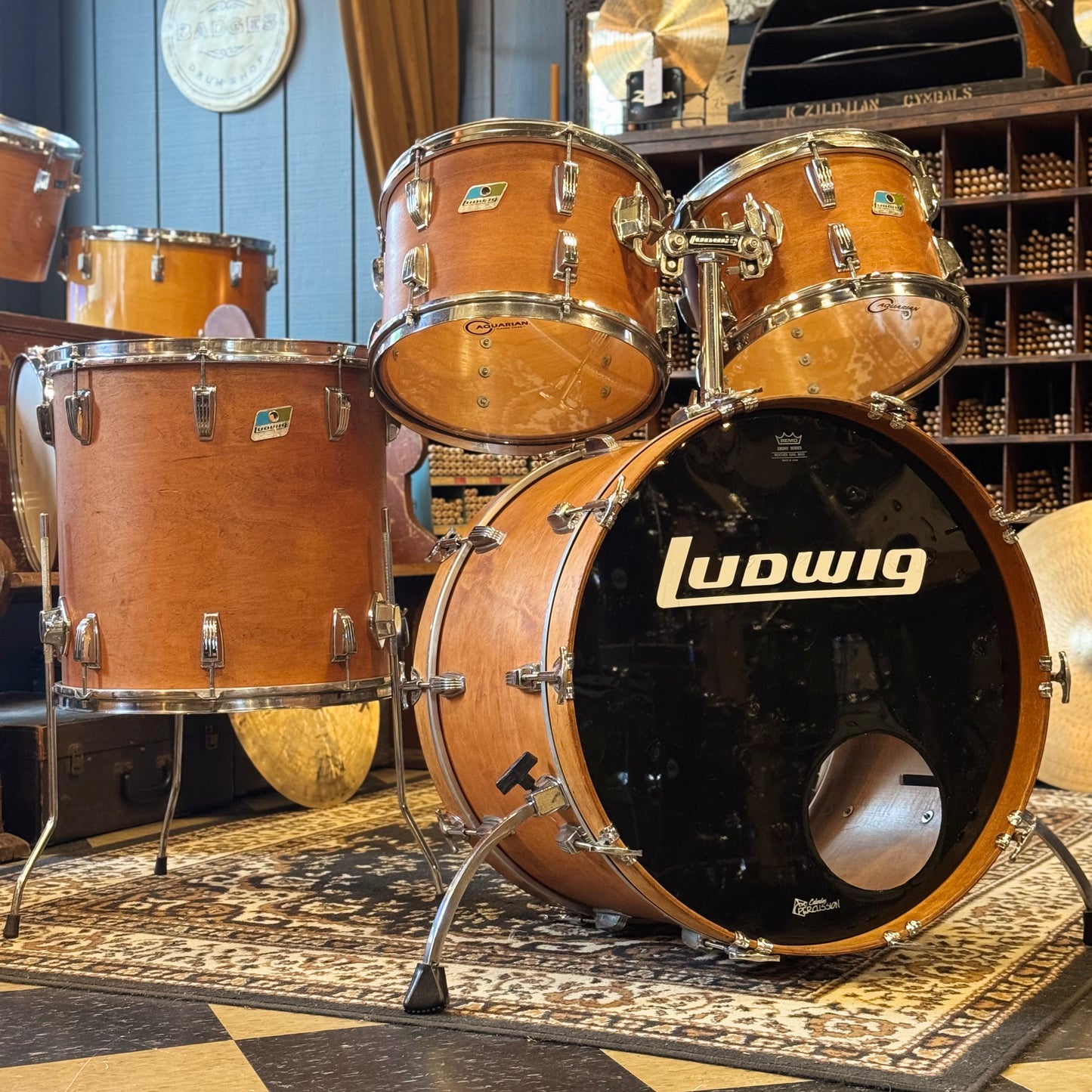 VINTAGE 1970's Ludwig Hollywood Outfit in Satin Natural - 14x22, 8x12, 9x13, 16x16