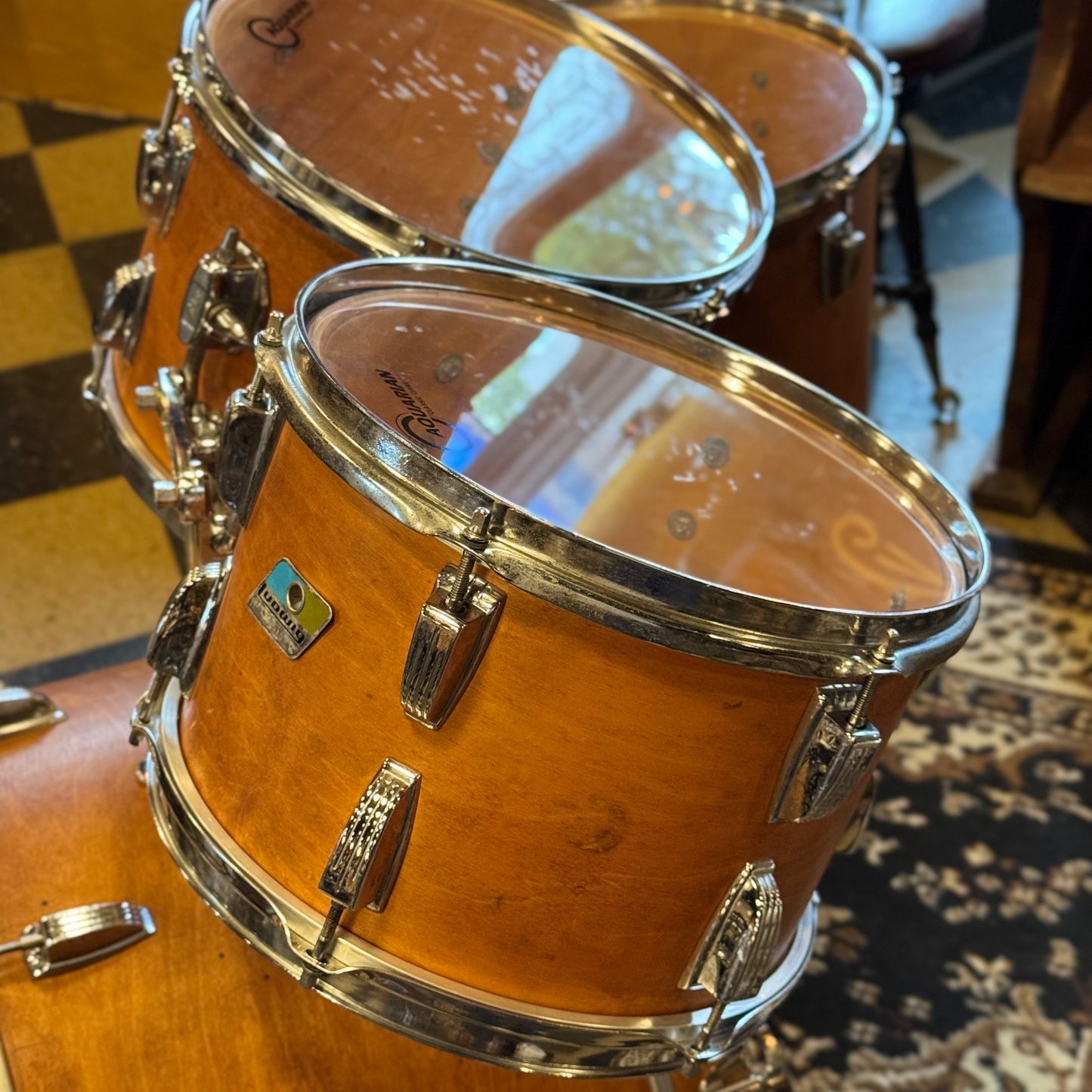 VINTAGE 1970's Ludwig Hollywood Outfit in Satin Natural - 14x22, 8x12, 9x13, 16x16