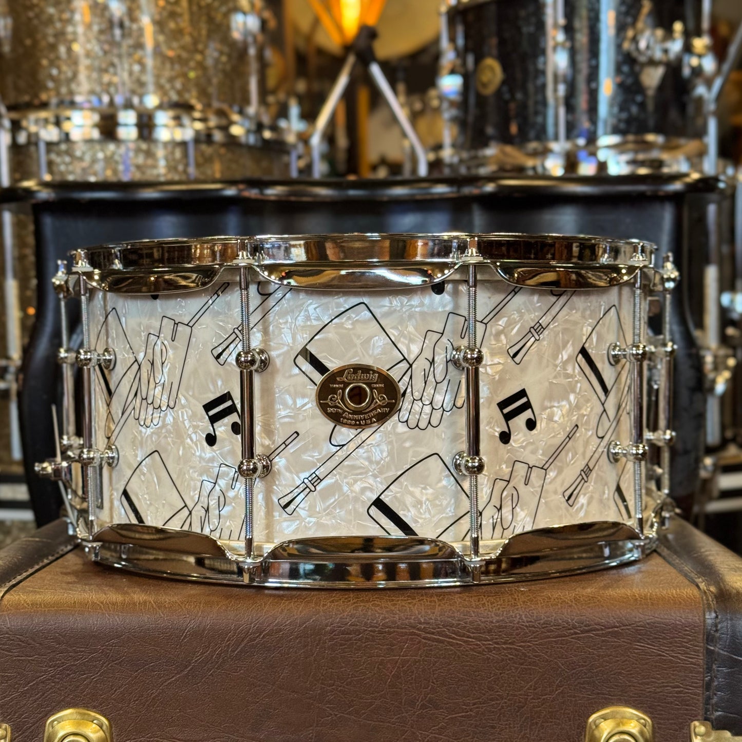 LIMITED EDITION 1999 Ludwig 90th Anniversary Top Hat & Cane 6.5x14 Snare Drum w/ Case
