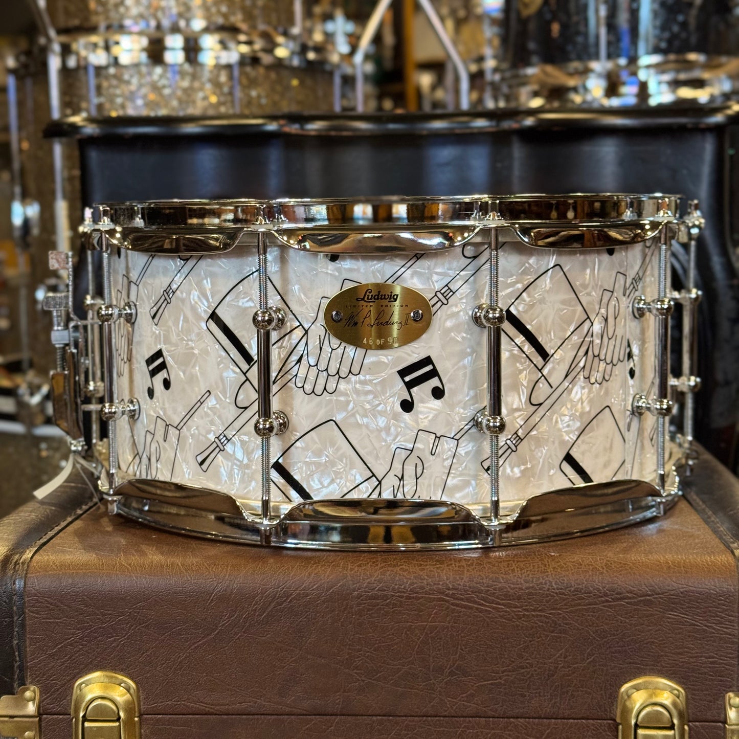 LIMITED EDITION 1999 Ludwig 90th Anniversary Top Hat & Cane 6.5x14 Snare Drum w/ Case
