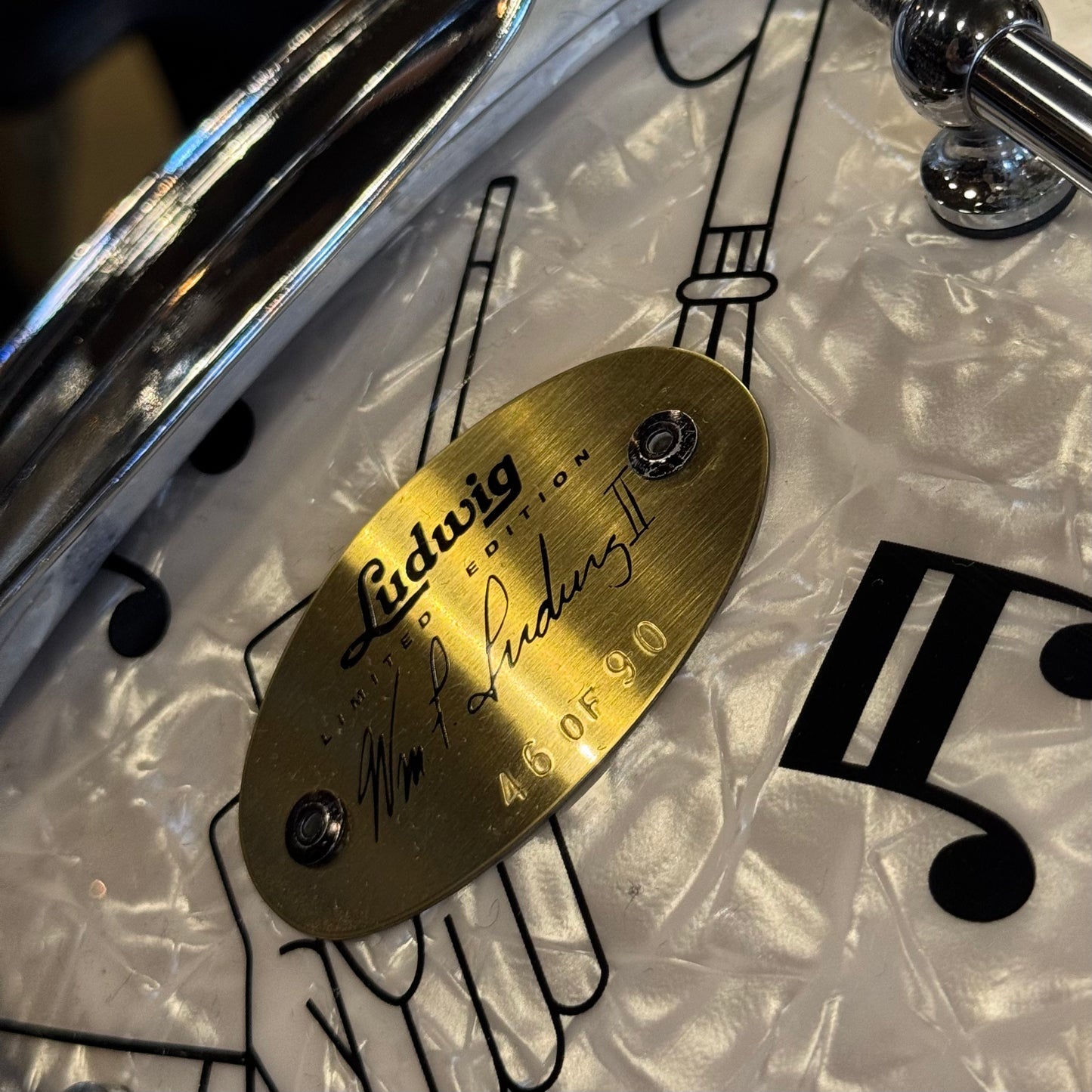 LIMITED EDITION 1999 Ludwig 90th Anniversary Top Hat & Cane 6.5x14 Snare Drum w/ Case
