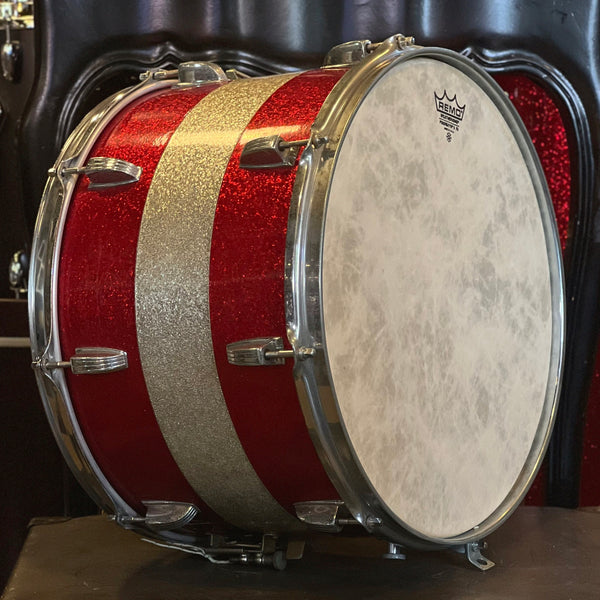 VINTAGE 1960's Ludwig 10x15 Tri-Band Red & Silver Sparkle Marcher