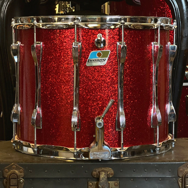 VINTAGE 1970's Ludwig 12x15 Challenger Marching Snare Drum in Red Sparkle