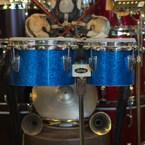 VINTAGE 1970's Ludwig Bongos in Blue Sparkle