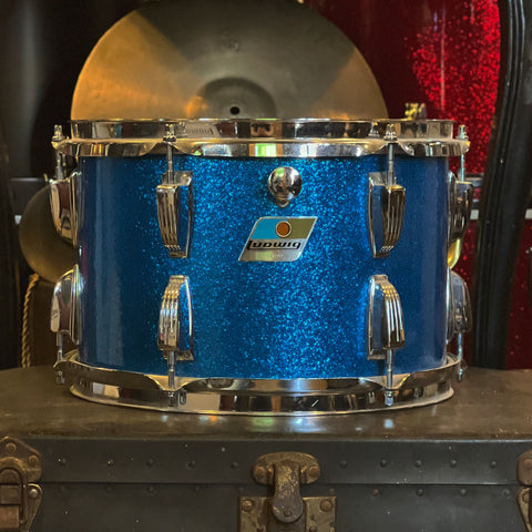 VINTAGE 1970's Ludwig 8x12 Blue Sparkle Tom