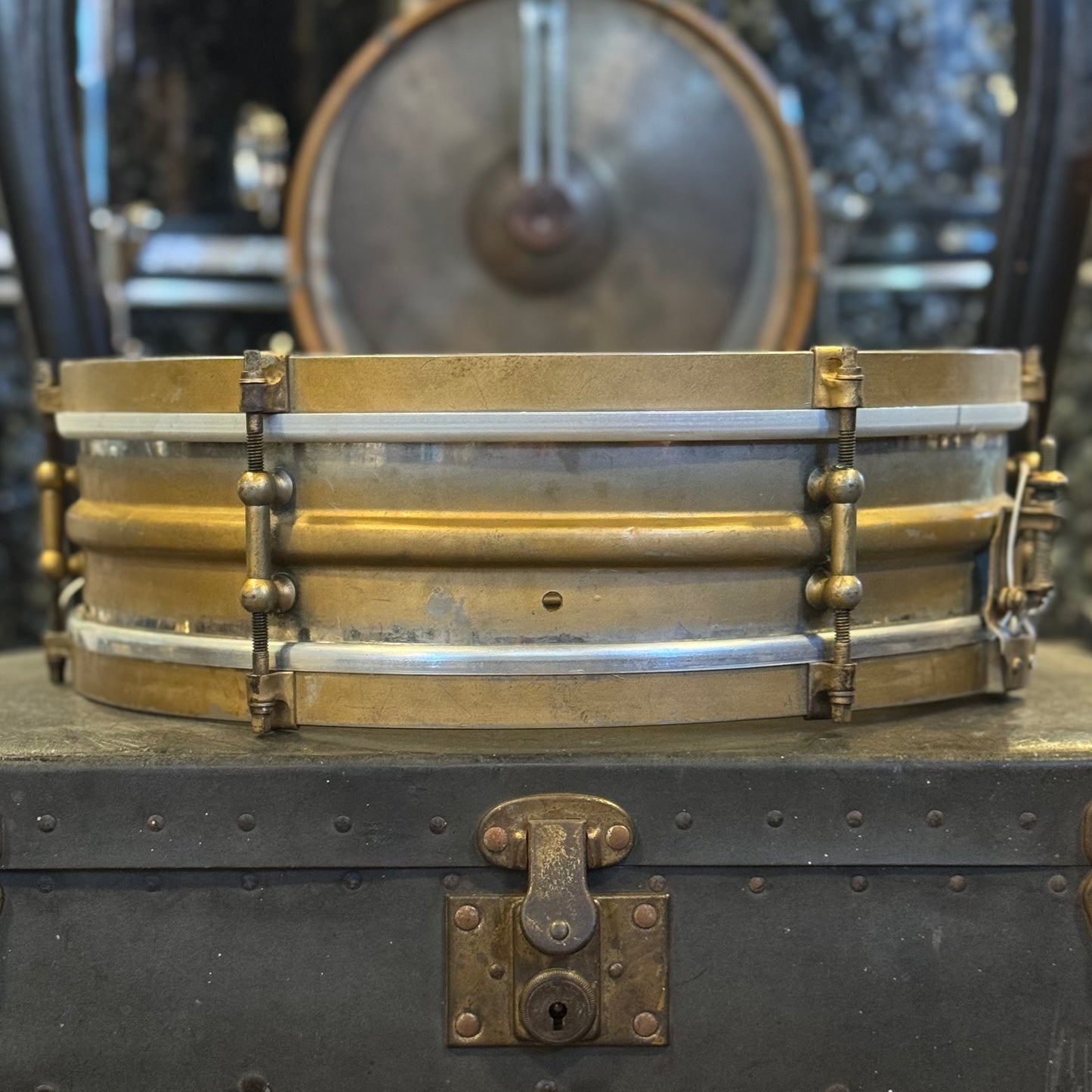 VINTAGE 1920's Wilson Brothers 4x14 Brass Snare Drum