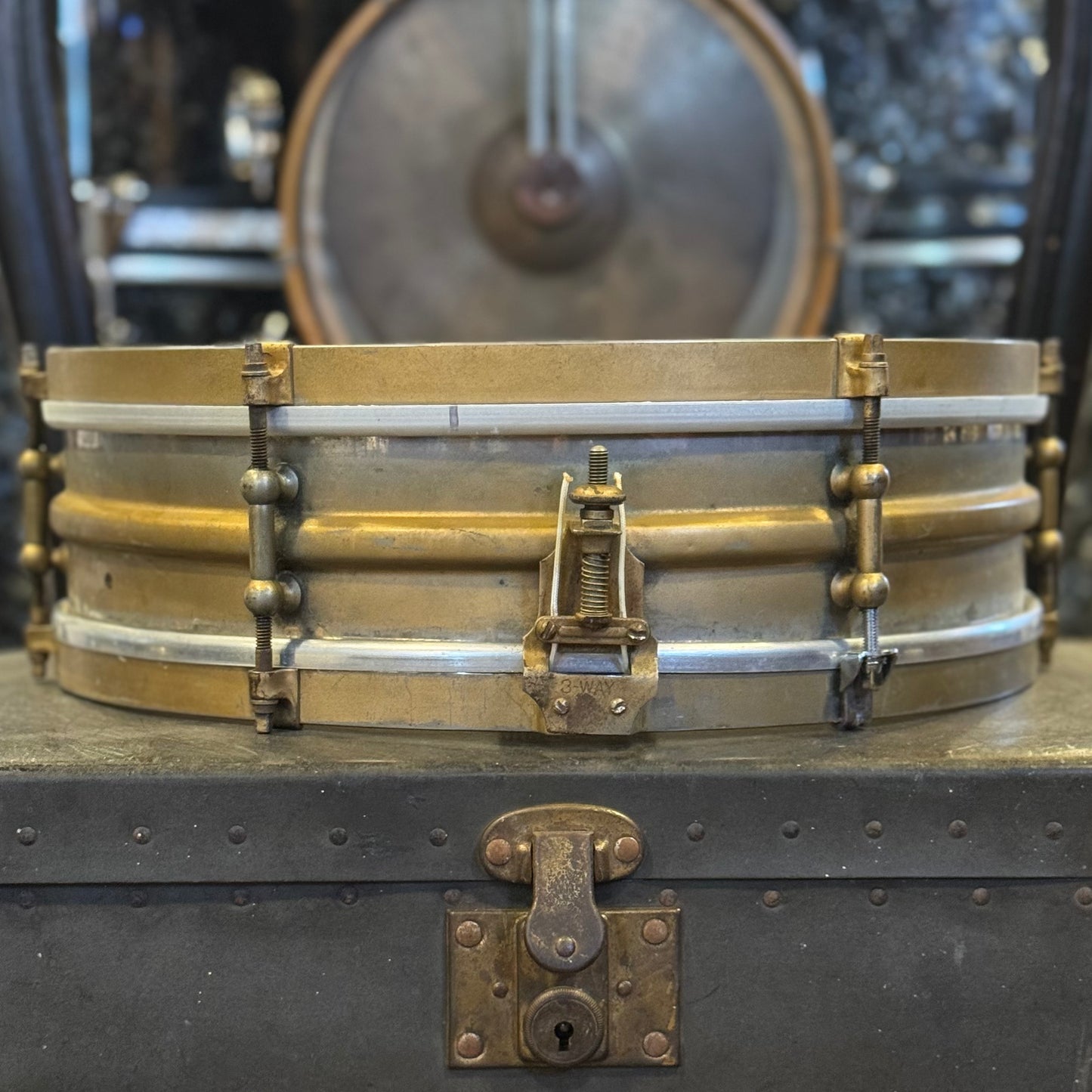 VINTAGE 1920's Wilson Brothers 4x14 Brass Snare Drum