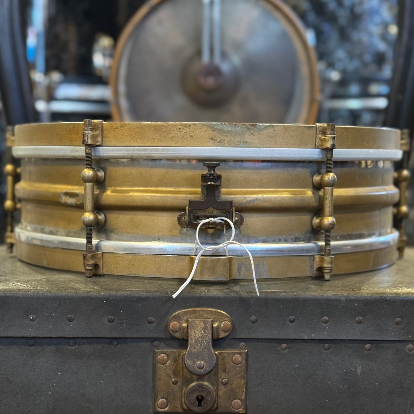 VINTAGE 1920's Wilson Brothers 4x14 Brass Snare Drum