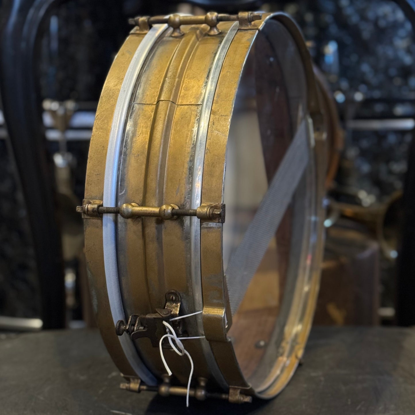 VINTAGE 1920's Wilson Brothers 4x14 Brass Snare Drum