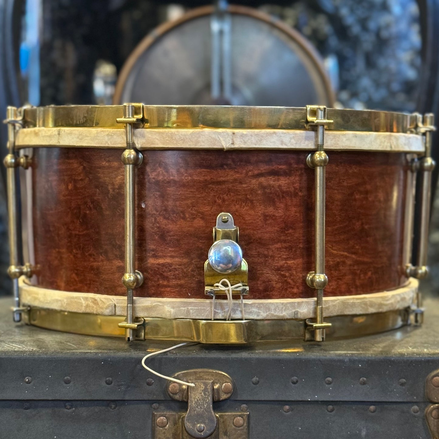 VINTAGE 1920's John Grey & Sons 6x14 Orchestral Model Snare Drum - Mahogany Lacquer w/ Brass Hardware