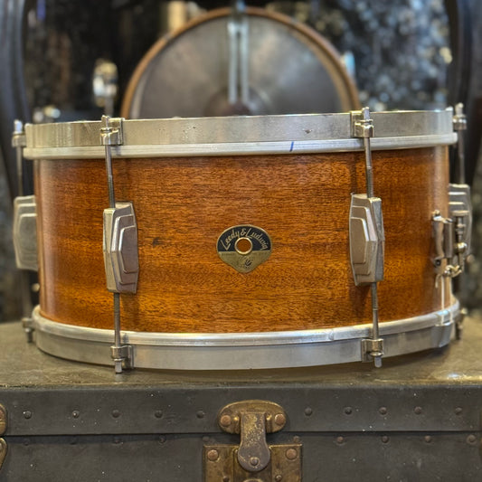 VINTAGE 1950's Leedy & Ludwig 6.5x14 6 Lug Snare Drum in Satin Mahogany