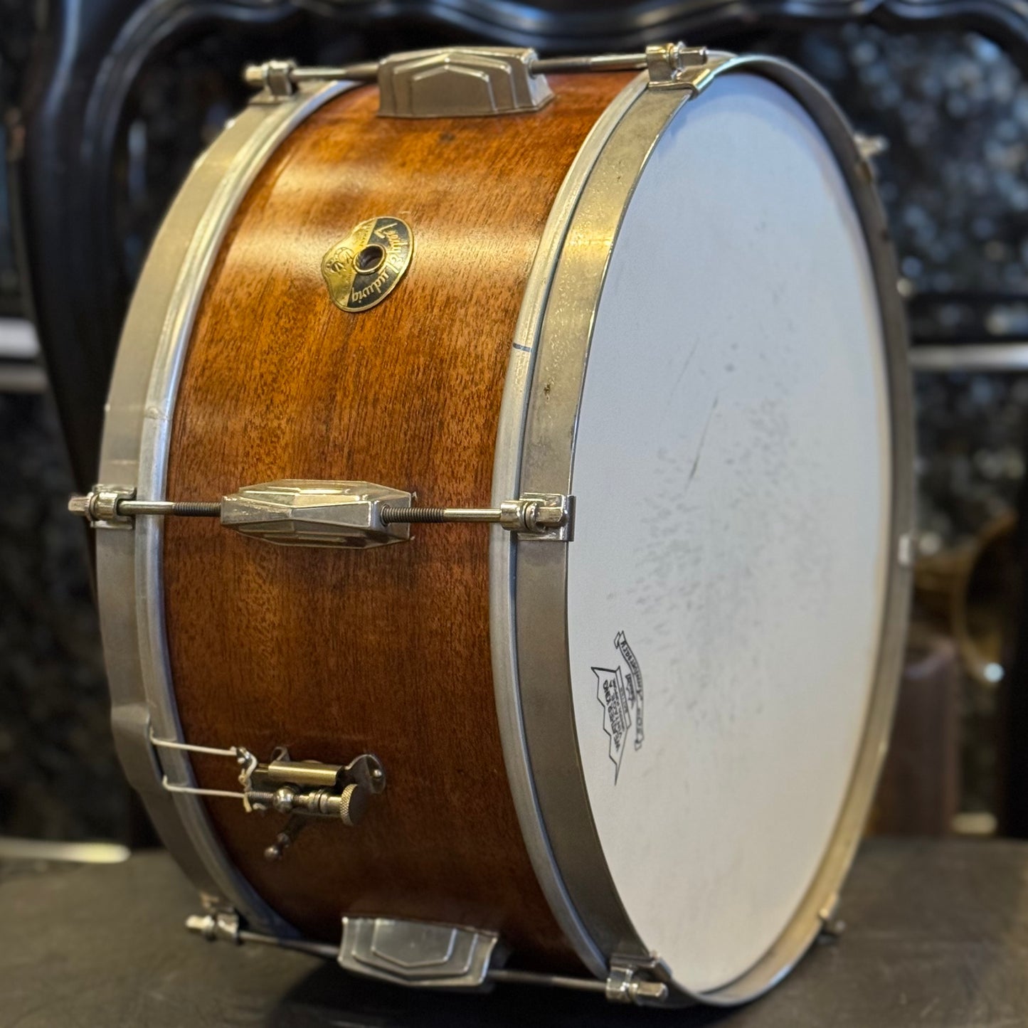 VINTAGE 1950's Leedy & Ludwig 6.5x14 6 Lug Snare Drum in Satin Mahogany