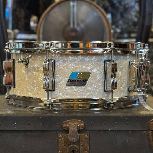 USED Ludwig 5.5x14 "Retro Build" Classic Oak Snare Drum in Vintage White Marine