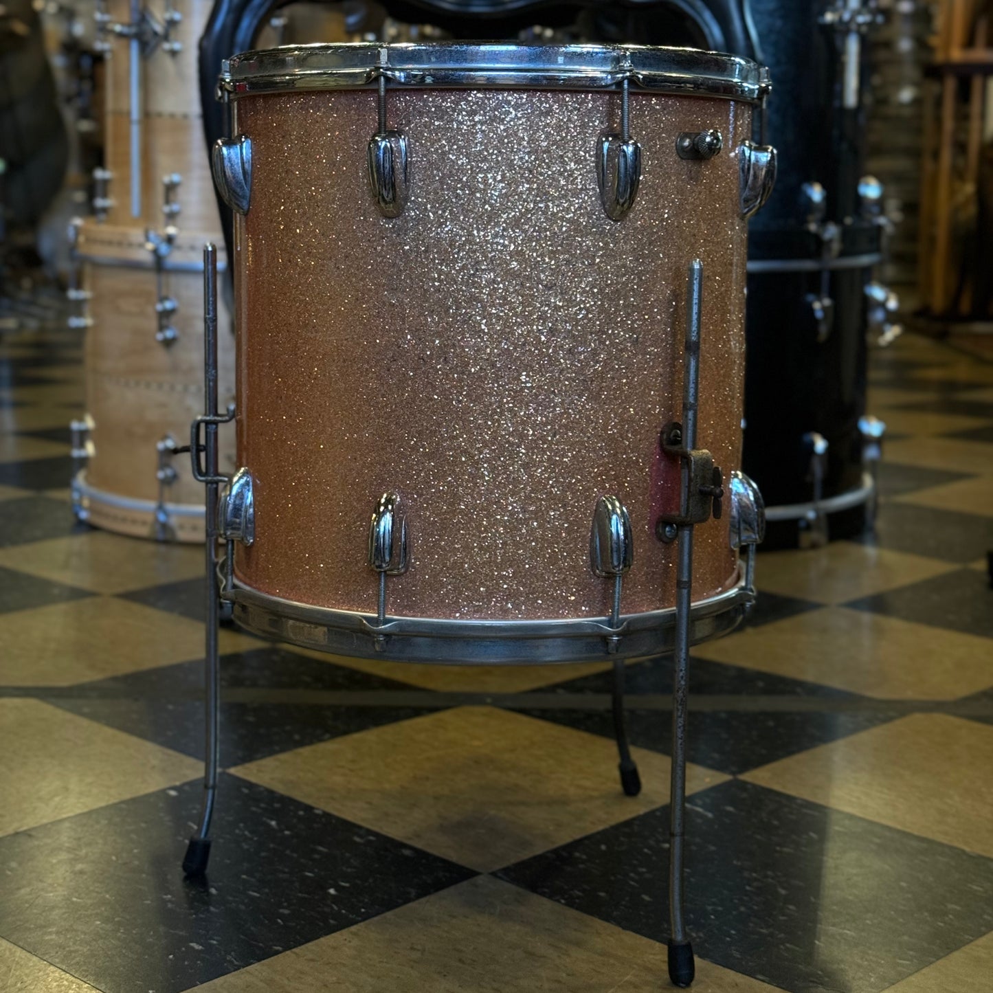 VINTAGE 1958 Slingerland 14x14 Floor Tom in Pink Sparkle Pearl