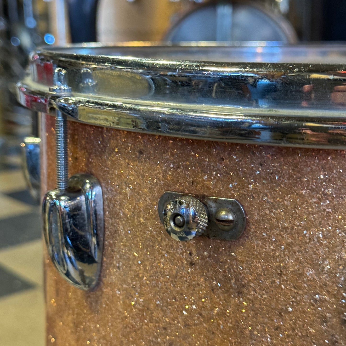 VINTAGE 1958 Slingerland 14x14 Floor Tom in Pink Sparkle Pearl