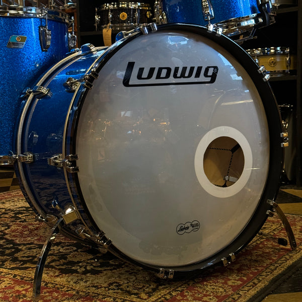 USED Ludwig Classic Maple "Fab" Outfit in Blue Sparkle - 14x22, 9x13, 16x16