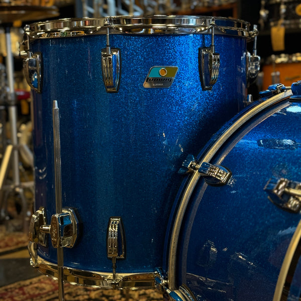 USED Ludwig Classic Maple "Fab" Outfit in Blue Sparkle - 14x22, 9x13, 16x16