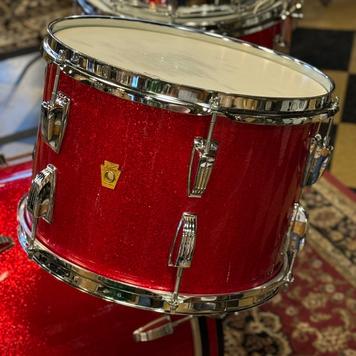 VINTAGE 1968 Ludwig Super Beat Outfit in Red Sparkle w/ Matching Serial LM400 Supraphonic - 14x20, 9x13, 16x16, 5x14