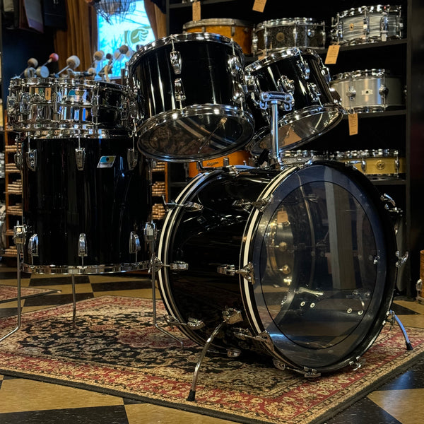 VINTAGE 1976 Ludwig Vistalite in Black w/ Matching LM400 Supraphonic - 14x22, 8x12, 9x13, 16x16, 5x14