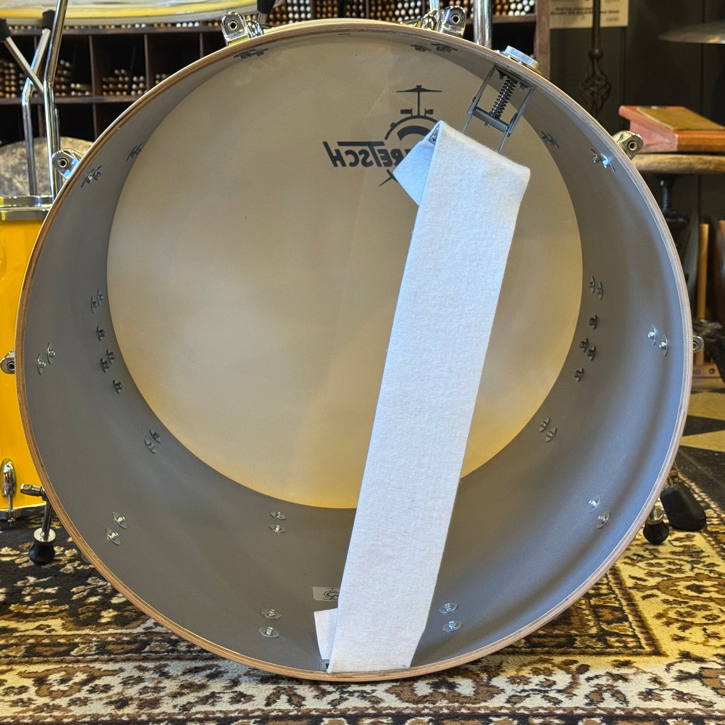 USED 2000's Gretsch USA Custom Drum Set in Tony Williams Yellow (Solid Yellow Gloss) - 18x22, 8x10, 9x12, 14x14, 16x16