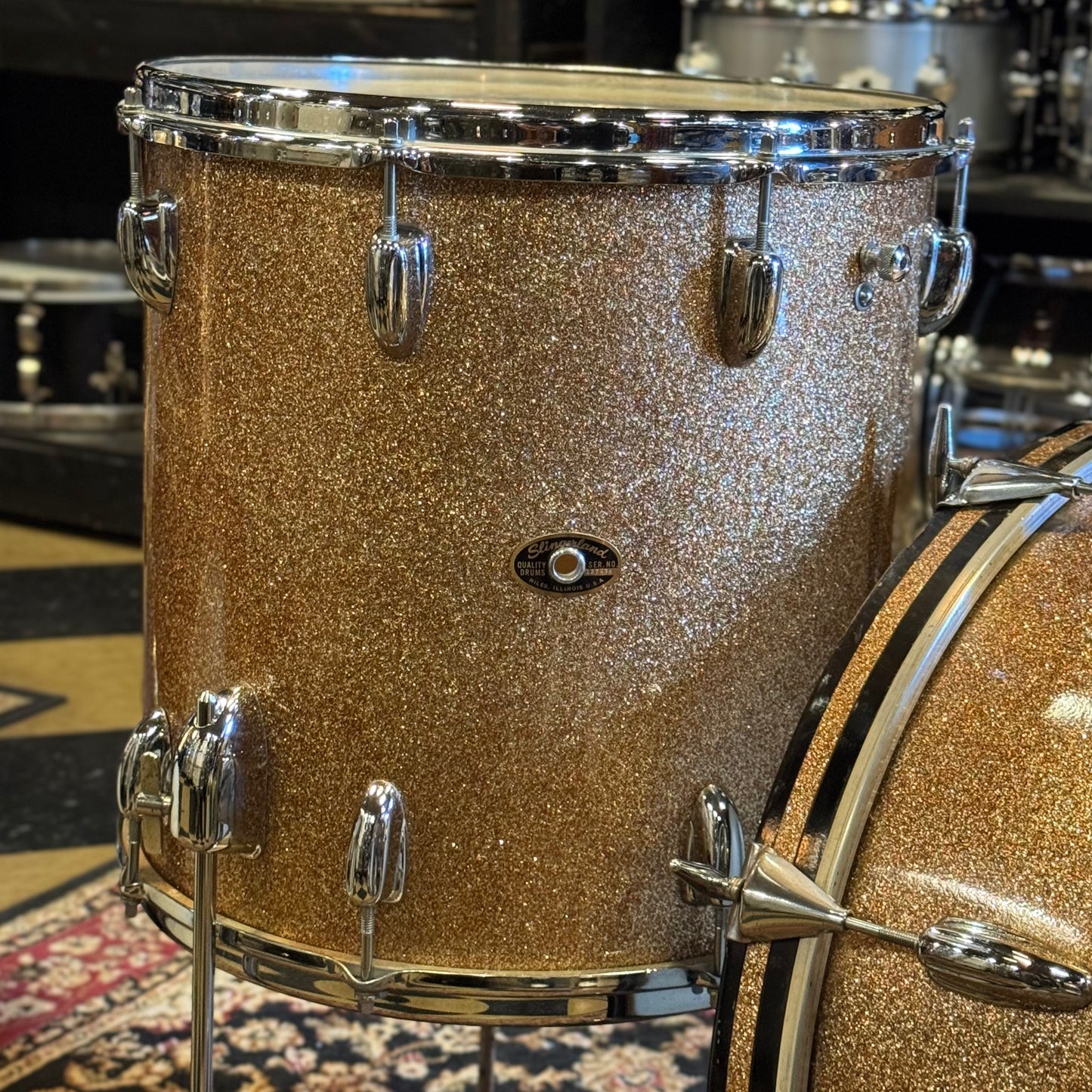 VINTAGE 1960's Slingerland Modern Jazz Outfit in Pink Champagne Sparkle - 14x20, 8x12, 14x14