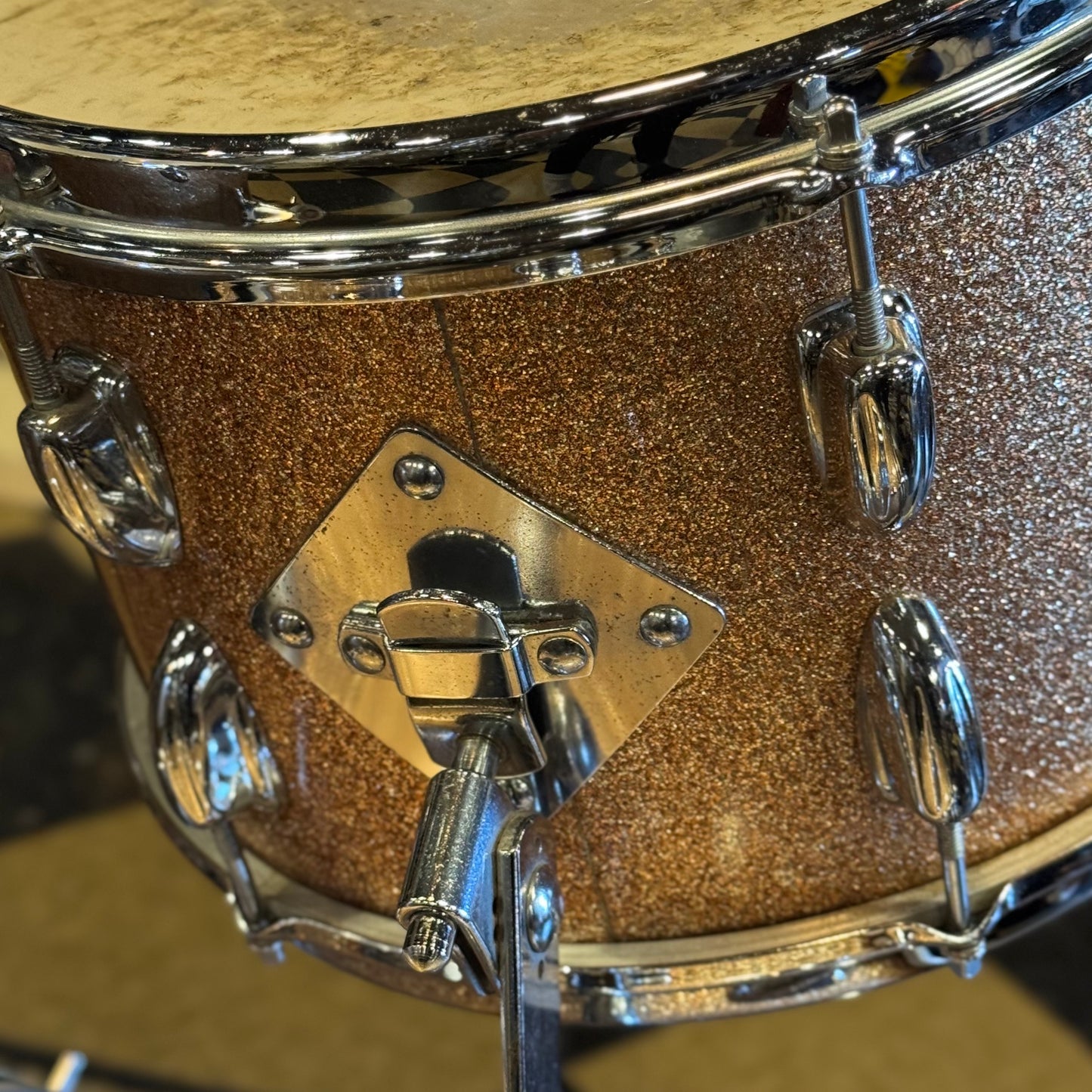 VINTAGE 1960's Slingerland Modern Jazz Outfit in Pink Champagne Sparkle - 14x20, 8x12, 14x14