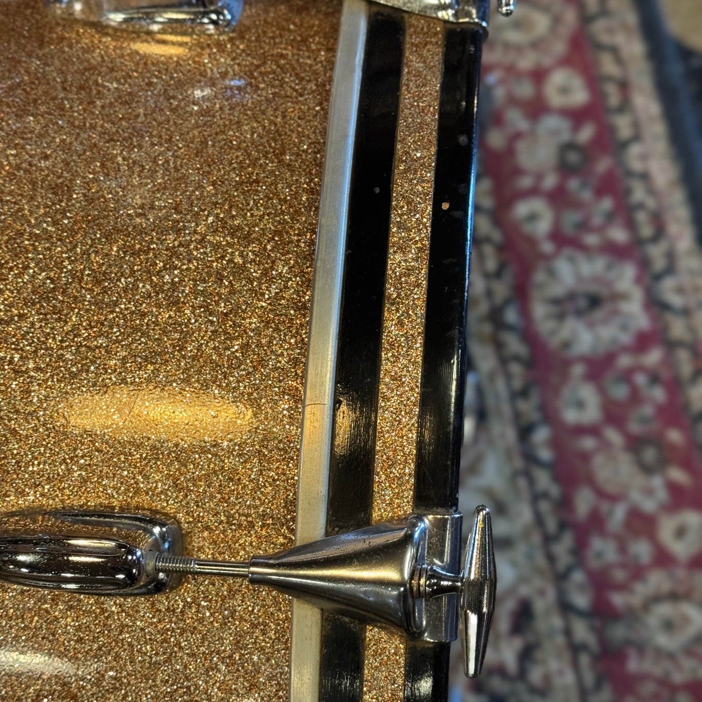 VINTAGE 1960's Slingerland Modern Jazz Outfit in Pink Champagne Sparkle - 14x20, 8x12, 14x14