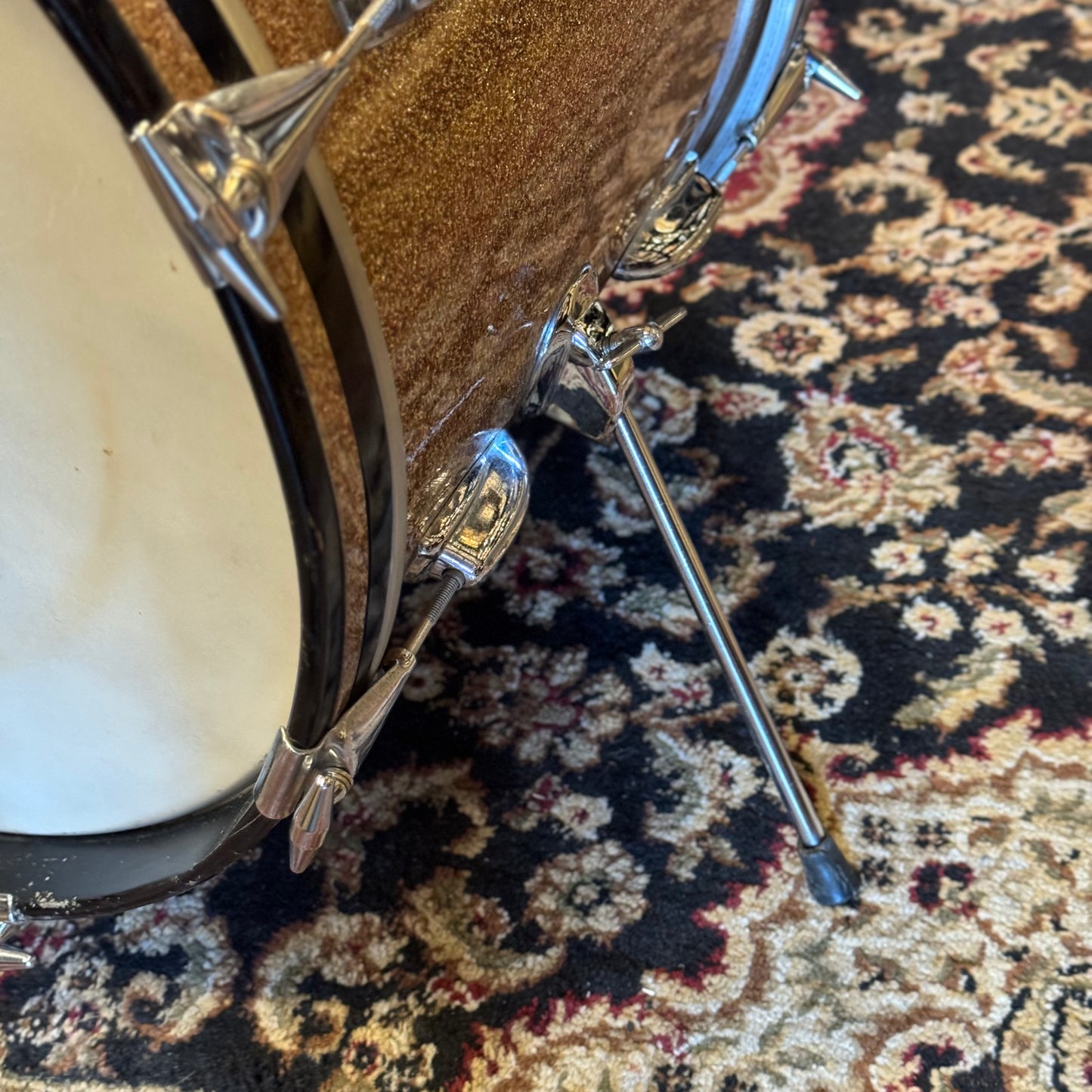 VINTAGE 1960's Slingerland Modern Jazz Outfit in Pink Champagne Sparkle - 14x20, 8x12, 14x14