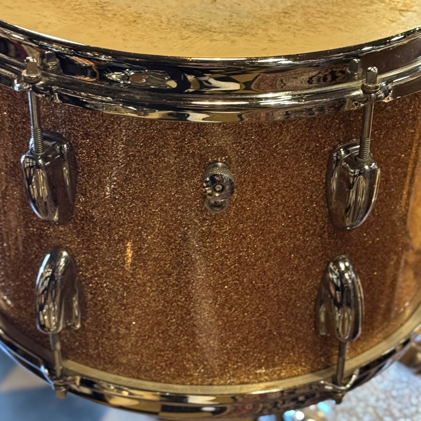 VINTAGE 1960's Slingerland Modern Jazz Outfit in Pink Champagne Sparkle - 14x20, 8x12, 14x14