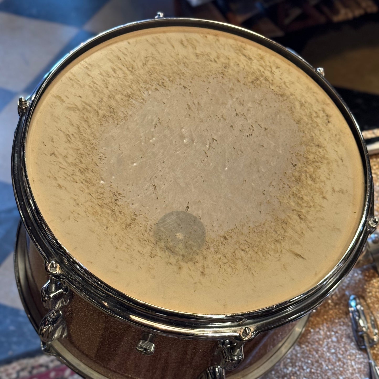 VINTAGE 1960's Slingerland Modern Jazz Outfit in Pink Champagne Sparkle - 14x20, 8x12, 14x14