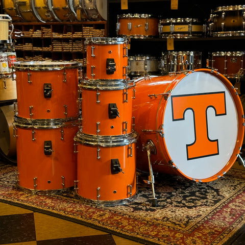 USED Custom Carbon Fiber Drum Set in "Tennessee Orange" - 16x22, 8x8, 10x10, 12x12, 11x13, 14x14
