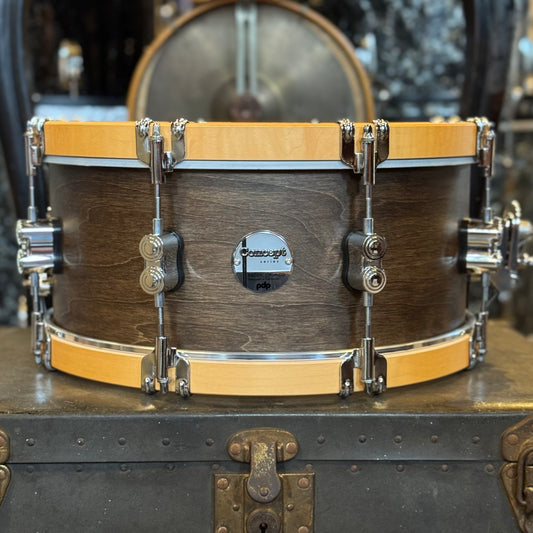 NEW PDP 6.5x14 Concept Maple Classic Wood Hoop Snare Drum in Walnut w/ Natural Hoops