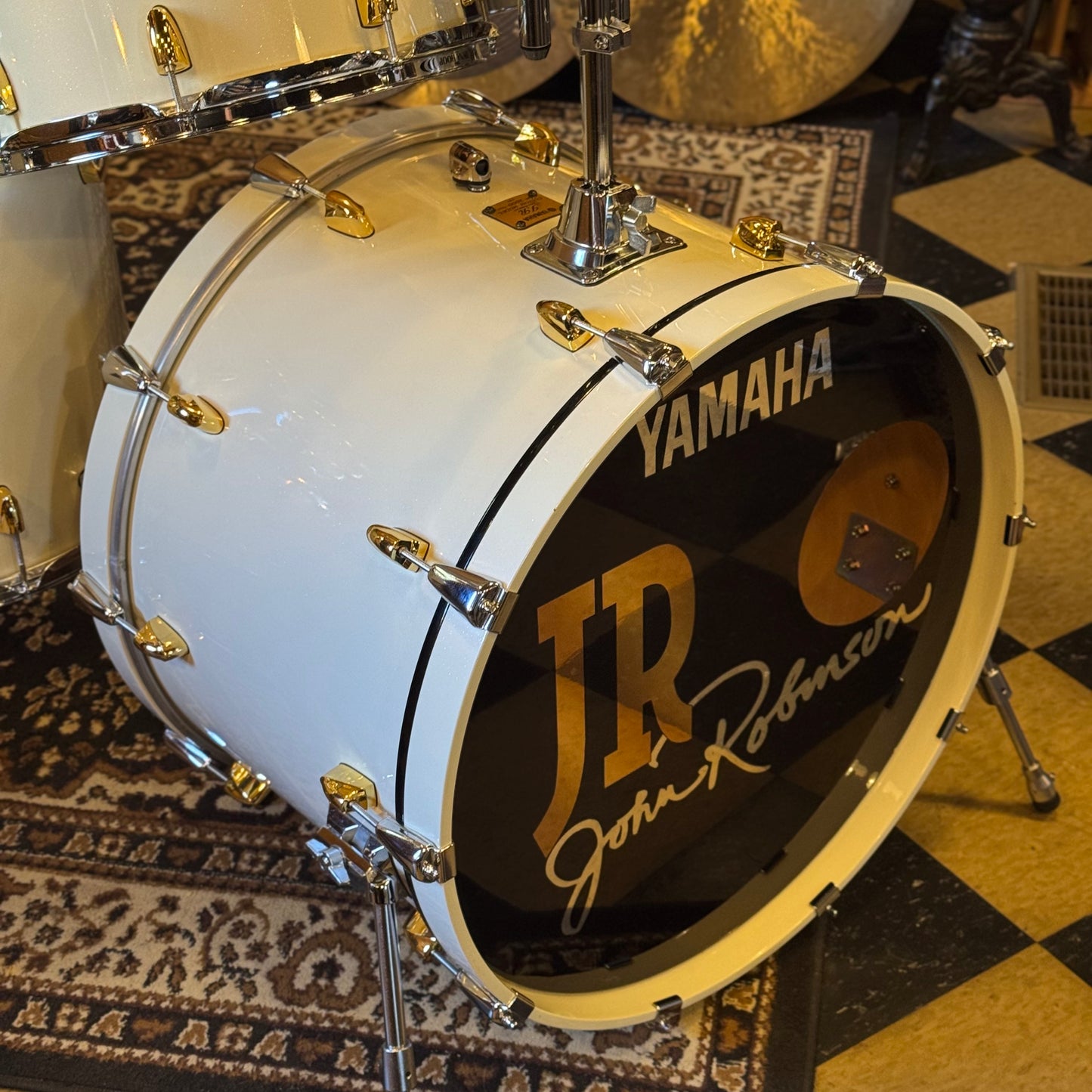 John JR Robinson's Yamaha Exclusive Custom Built Nashville Studio Drumset in White Flake Sparkle- 16x24, 9x13, 10x14, 16x16, 16x18, 4x15