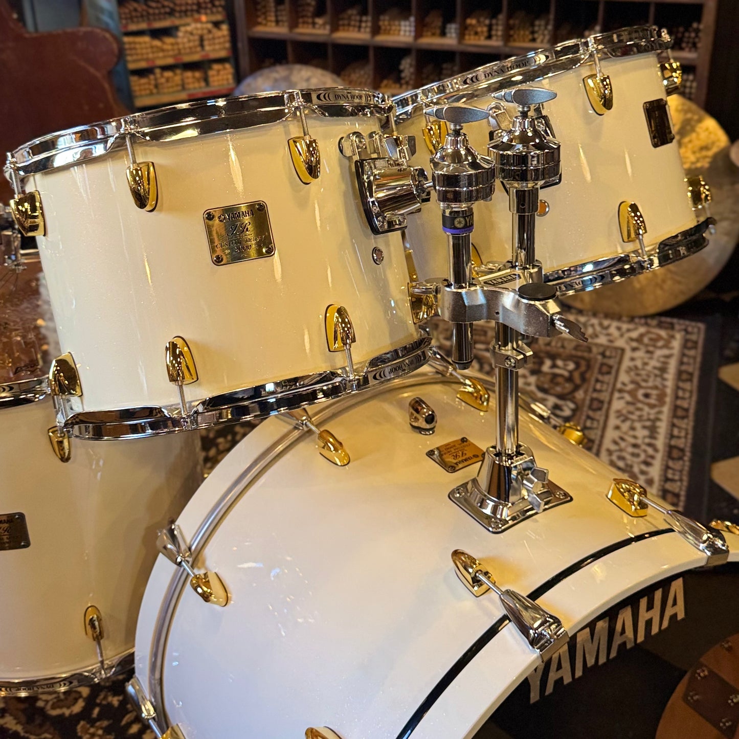 John JR Robinson's Yamaha Exclusive Custom Built Nashville Studio Drumset in White Flake Sparkle- 16x24, 9x13, 10x14, 16x16, 16x18, 4x15