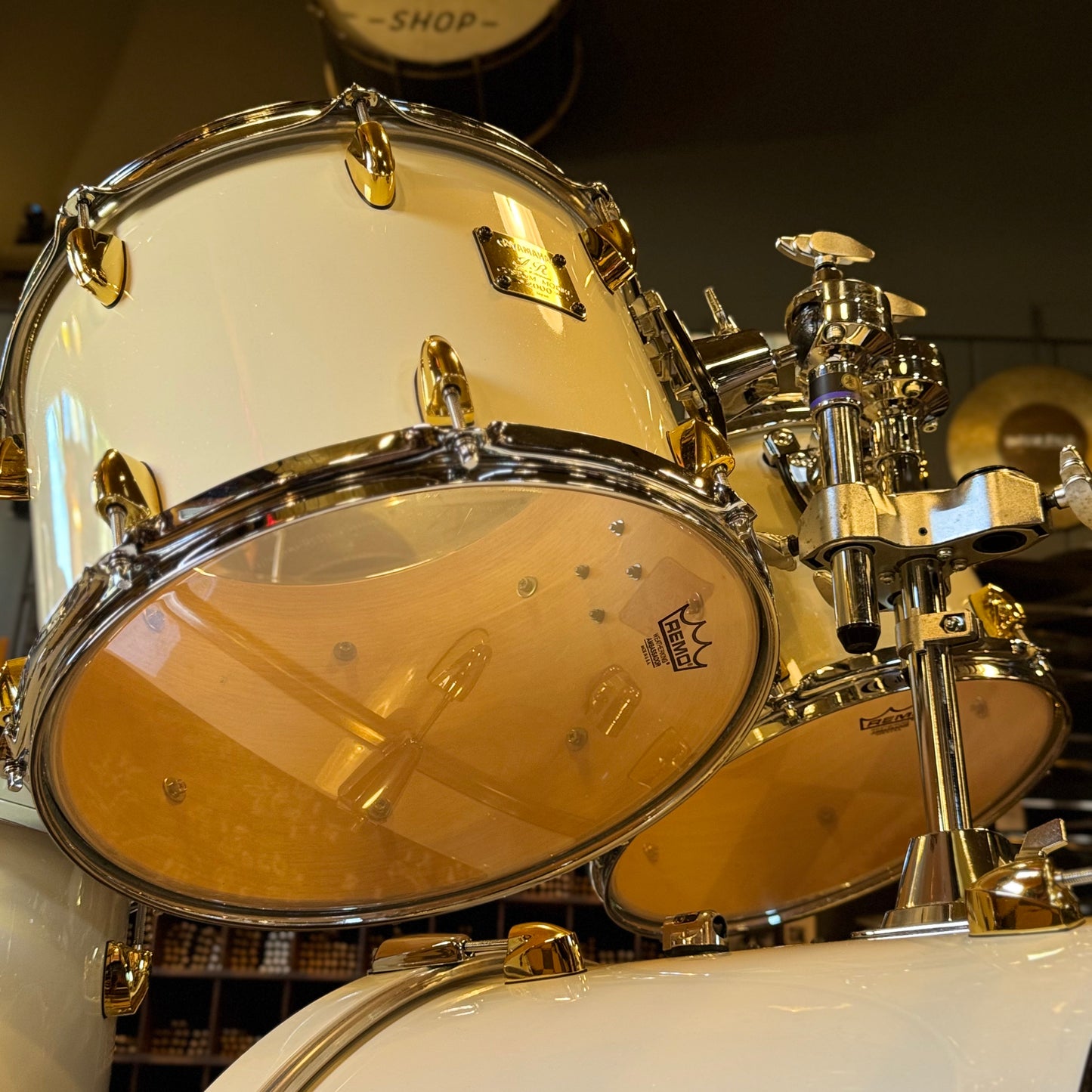 John JR Robinson's Yamaha Exclusive Custom Built Nashville Studio Drumset in White Flake Sparkle- 16x24, 9x13, 10x14, 16x16, 16x18, 4x15