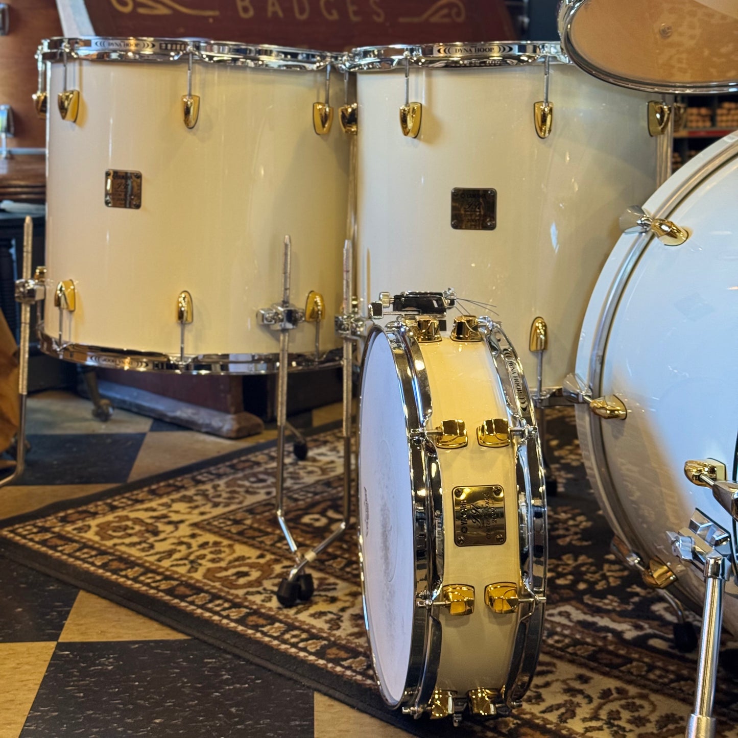 John JR Robinson's Yamaha Exclusive Custom Built Nashville Studio Drumset in White Flake Sparkle- 16x24, 9x13, 10x14, 16x16, 16x18, 4x15