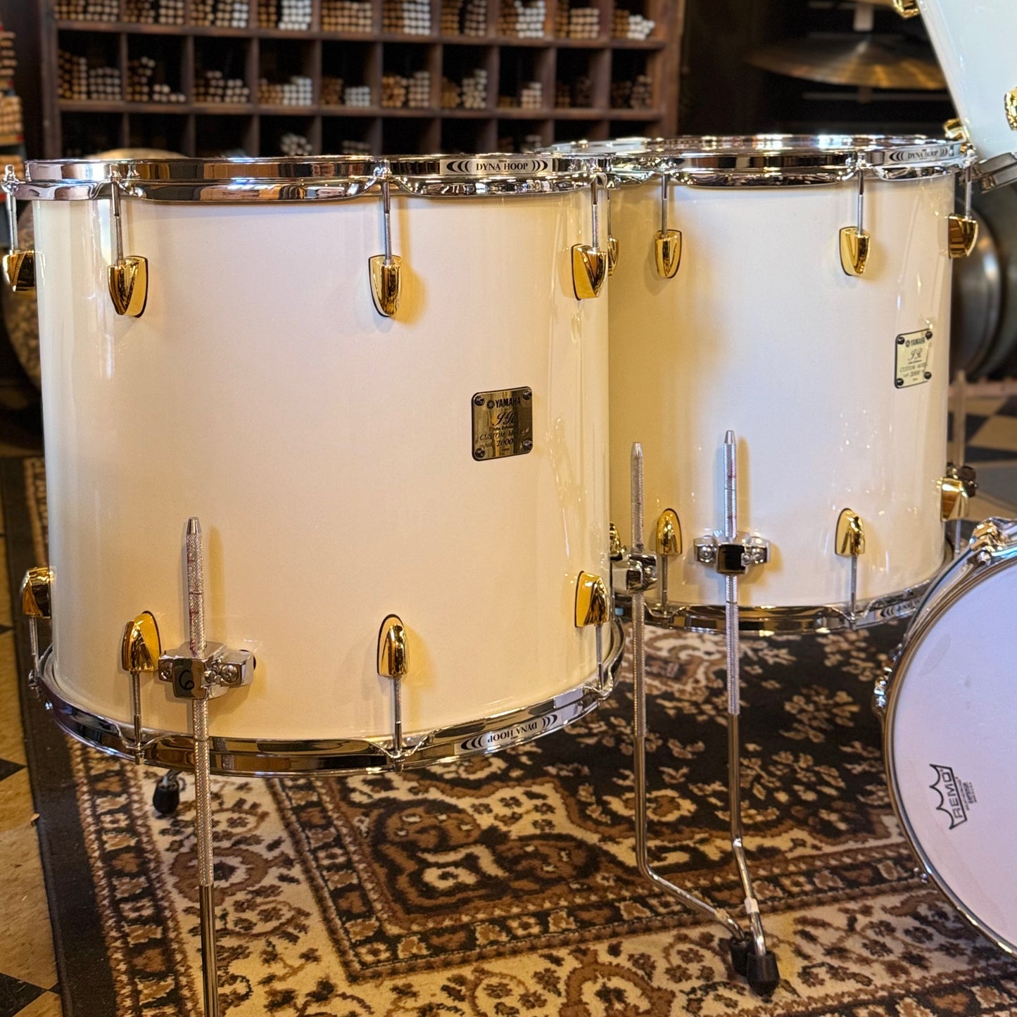 John JR Robinson's Yamaha Exclusive Custom Built Nashville Studio Drumset in White Flake Sparkle- 16x24, 9x13, 10x14, 16x16, 16x18, 4x15