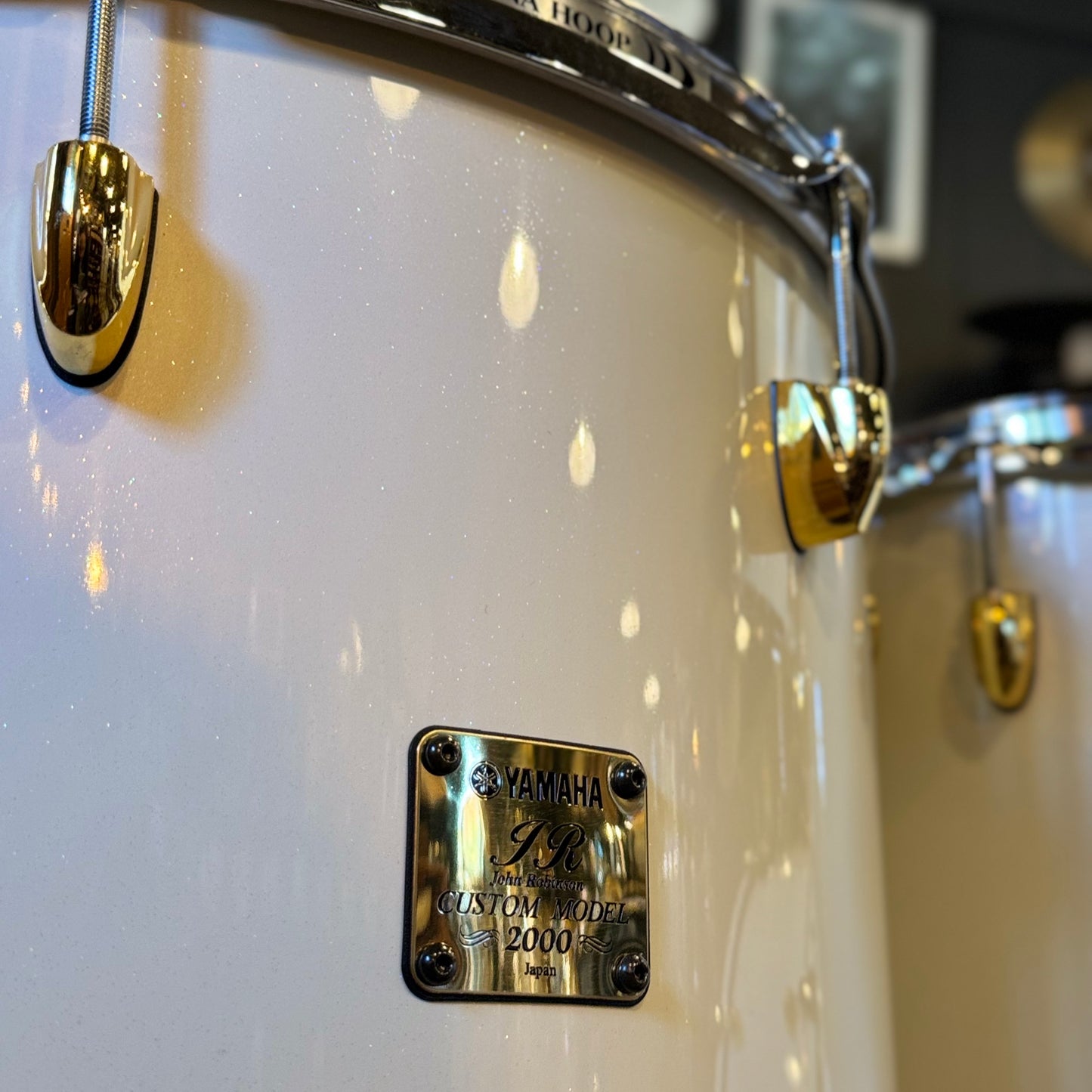 John JR Robinson's Yamaha Exclusive Custom Built Nashville Studio Drumset in White Flake Sparkle- 16x24, 9x13, 10x14, 16x16, 16x18, 4x15