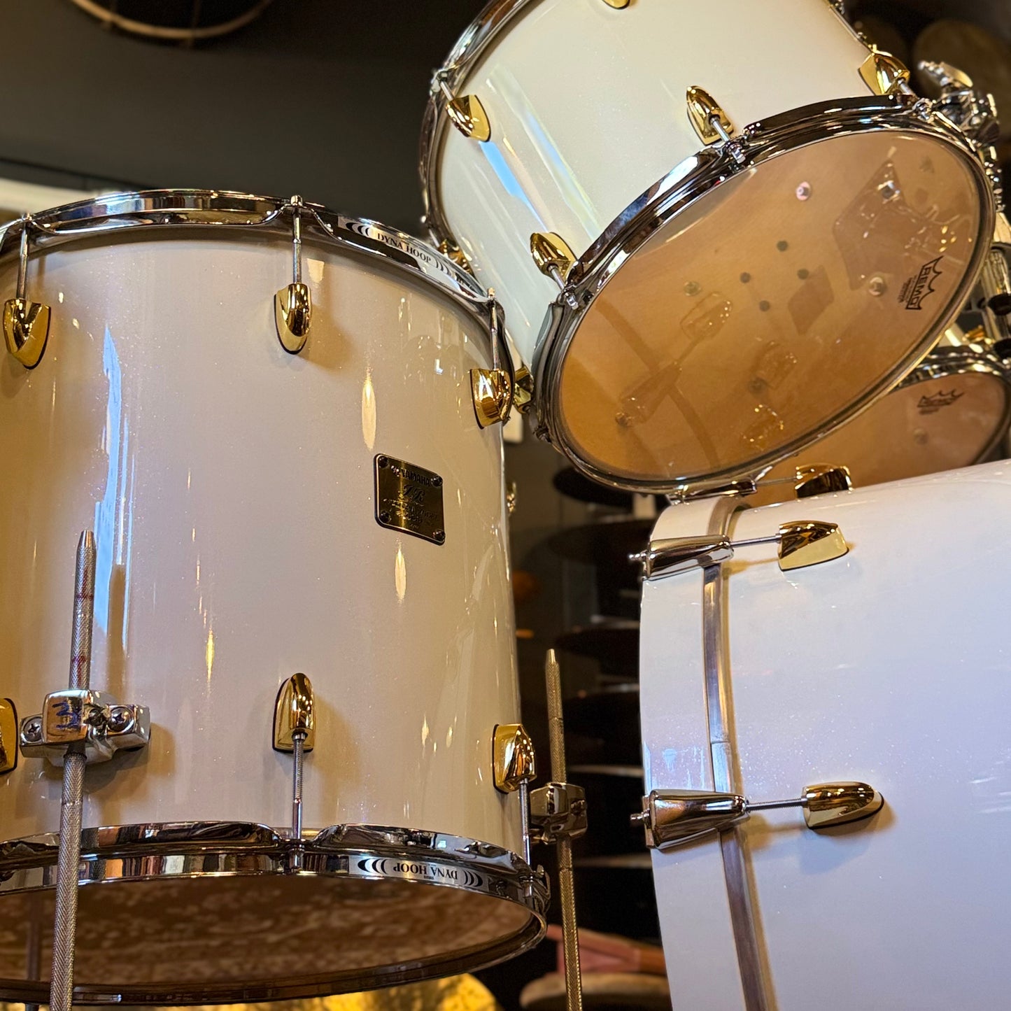 John JR Robinson's Yamaha Exclusive Custom Built Nashville Studio Drumset in White Flake Sparkle- 16x24, 9x13, 10x14, 16x16, 16x18, 4x15