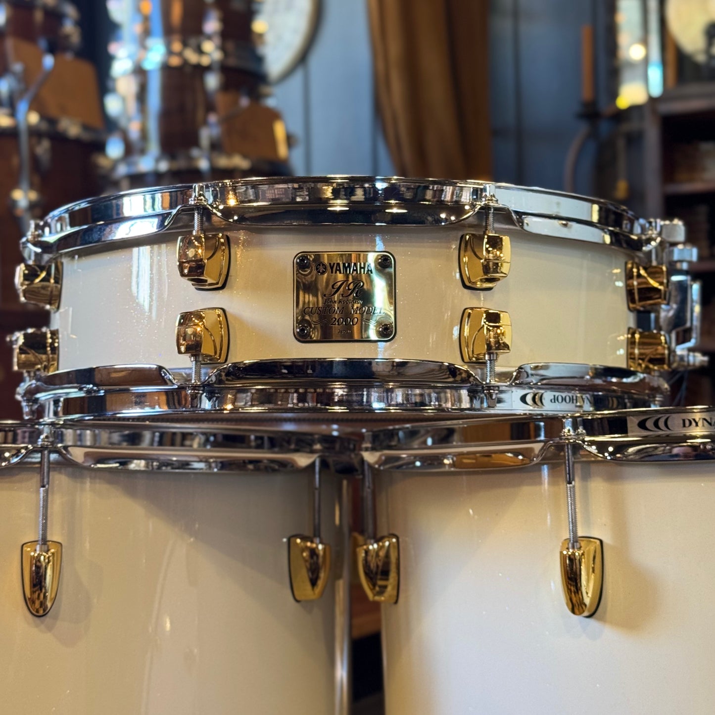 John JR Robinson's Yamaha Exclusive Custom Built Nashville Studio Drumset in White Flake Sparkle- 16x24, 9x13, 10x14, 16x16, 16x18, 4x15
