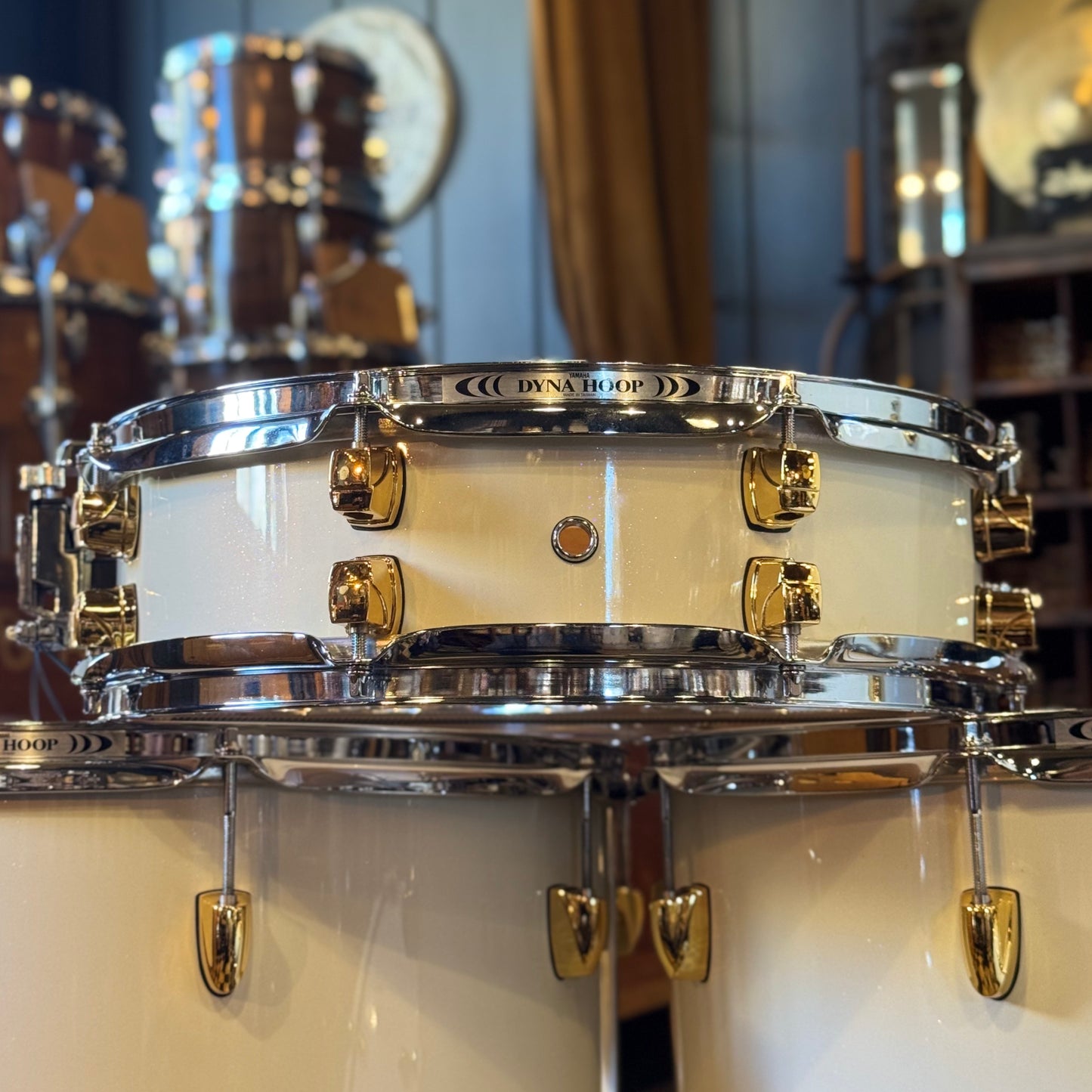 John JR Robinson's Yamaha Exclusive Custom Built Nashville Studio Drumset in White Flake Sparkle- 16x24, 9x13, 10x14, 16x16, 16x18, 4x15