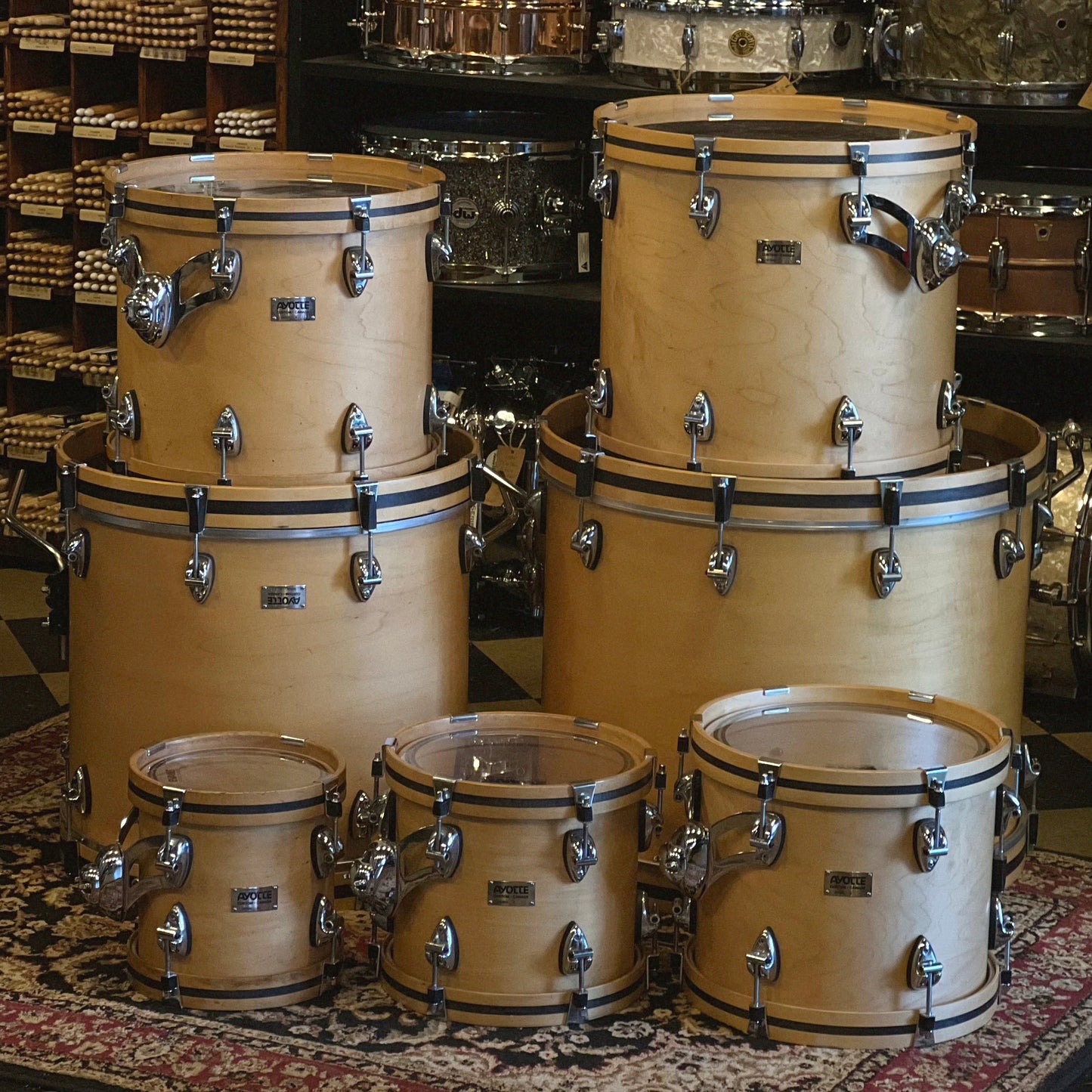 USED Mid 90's Ayotte Custom Series in Natural Satin Maple - 18x22, 16x18, 14x16, 12x14, 10x12, 9x10, 8x8