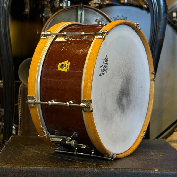 VINTAGE 1950's Ludwig 6.5x14 Transition Badge Pioneer in Mahogany Lacquer w/ Tube Lugs & Wooden Hoops